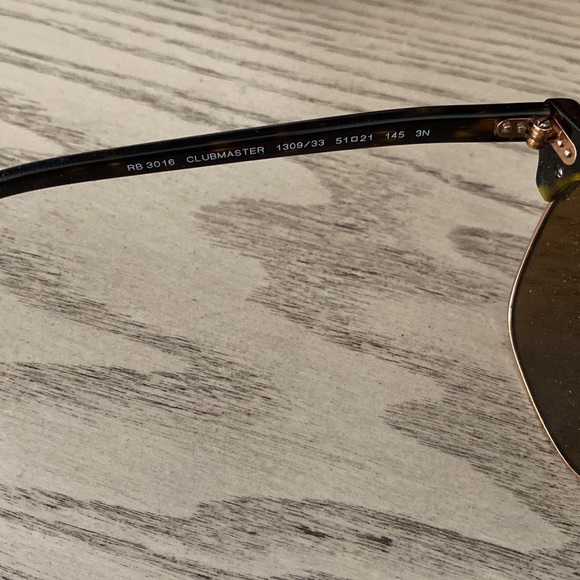 Ray Ban Rose Gold and Tortoise Clubmaster Sunglasses - Picture 3 of 4